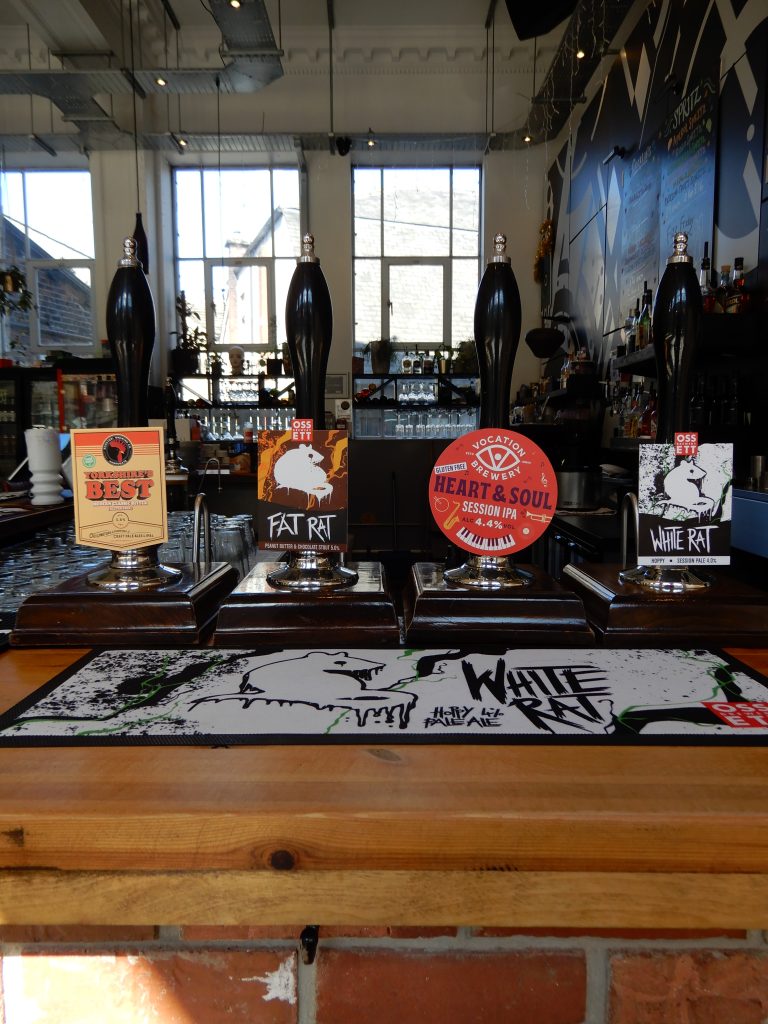 The downstairs bar and cask pumps at Perfect Hive.