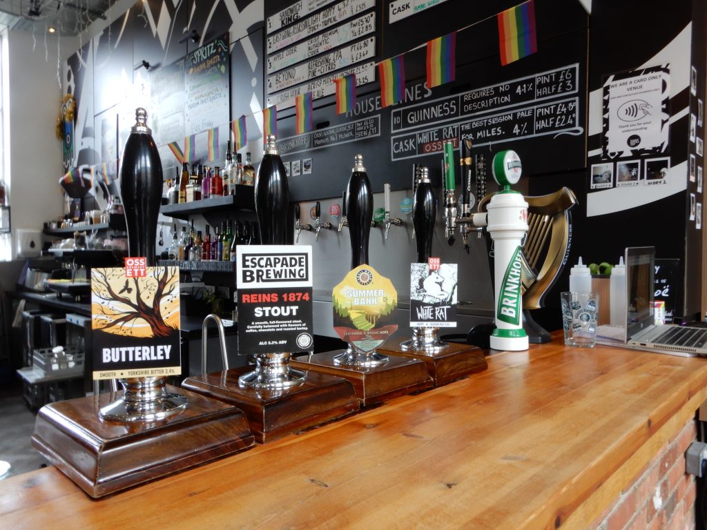 The Perfect Hive downstairs bar with its keg and cask lines.